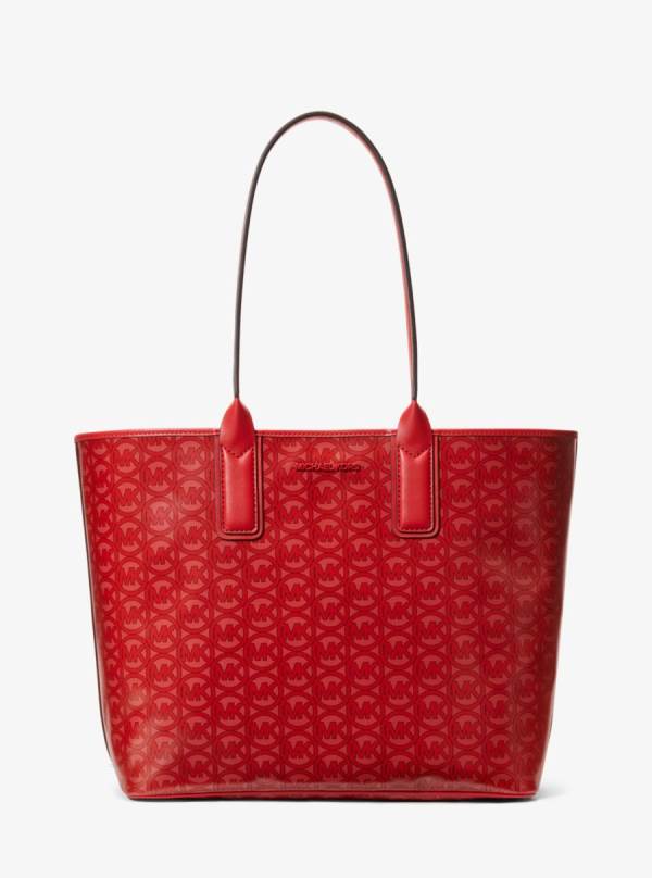 Damske Prenosná Taška Michael Kors Jodie Large Logo Jacquard Červené - Kabelky Michael Kors Outlet | CTAYM-8320